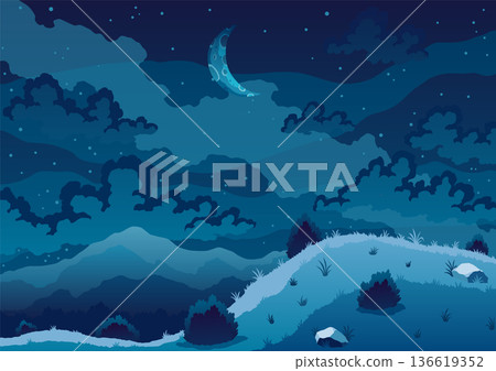 Space exploration, science discovery and astronomy studying. Against background of dark sky. Night landscape 136619352