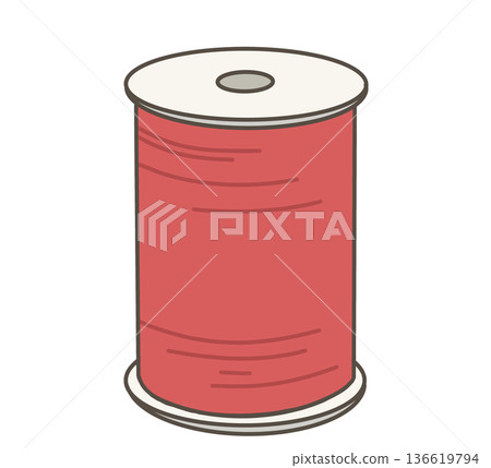 紅色縫紉線的插圖 136619794