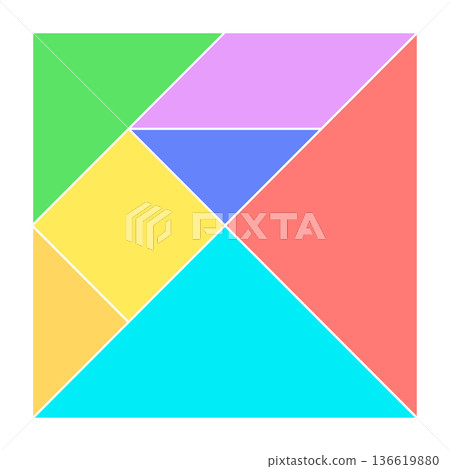 Tangram Game, Chinese Tangram Puzzle of Seven Pieces. Geometric Brain Training Tangram Shape Matching STEM toy for Logic Training and Motor Skills 136619880