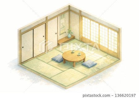 Image of a Japanese-style room - Isometric drawing 136620197