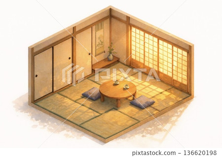 Image of a Japanese-style room - Isometric drawing 136620198