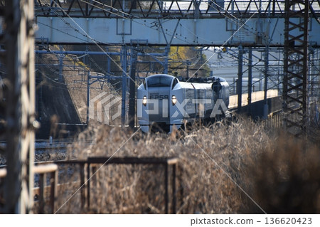 Scenery of the Tokaido Line and Yokosuka Line running 136620423