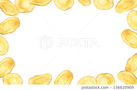 Potato chips frame - Hand-drawn watercolor illustration background material for cooking and food Potato chips frame - Hand-drawn watercolor illustration background material for cooking and food 136620909