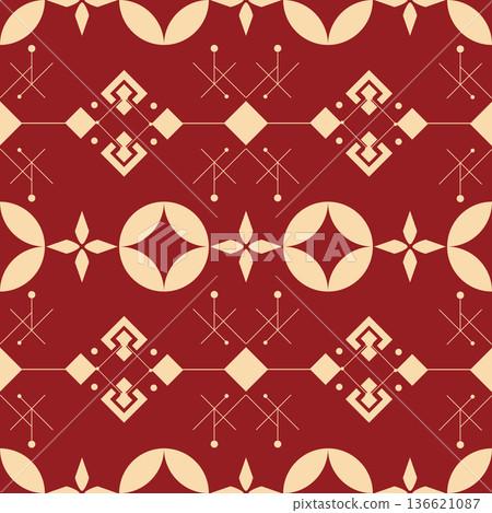 Abstract Geometric Shapes Seamless Pattern in Red and Cream Abstract Geometric Shapes Seamless Pattern in Red and Cream 136621087