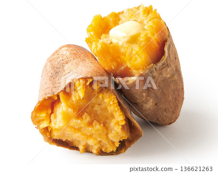 Baked Annou sweet potato with butter 136621263
