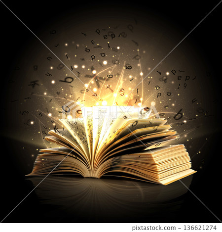 Magic book with magic lights	 136621274