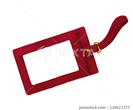 Watercolor of a red pass case with strap Watercolor of a red pass case with strap 136621373