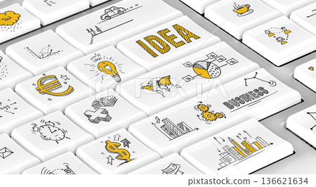 Business doodles keyboard	 136621634
