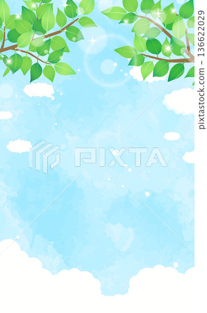 Fresh green and blue sky background 1_Vertical 136622029