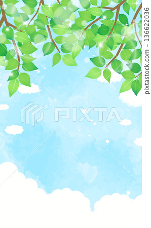 清新翠綠的藍天背景 3_直式版 136622036