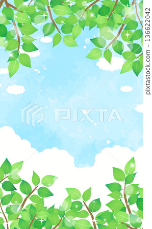 清新翠綠的藍天背景 5_直式版 136622042