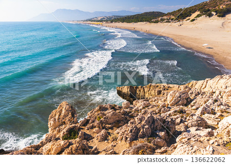 Dramatic coastal scene of Patara beach, Turkey 136622062