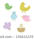 Illustration set of colorful little birds in various poses 136622229