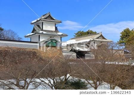 [Ishikawa Prefecture] The silvery white Ishikawa Gate of Kanazawa Castle 136622343