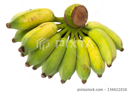 Banana green bunch isolated on white background Banana green bunch isolated on white background 136622838