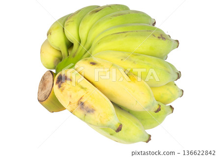 Banana green bunch isolated on white background Banana green bunch isolated on white background 136622842