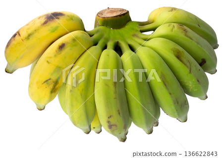 Banana green bunch isolated on white background Banana green bunch isolated on white background 136622843