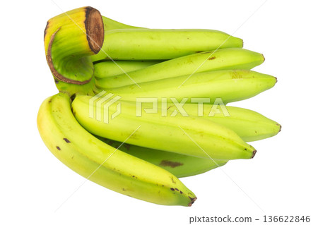 Banana green bunch isolated on white background Banana green bunch isolated on white background 136622846