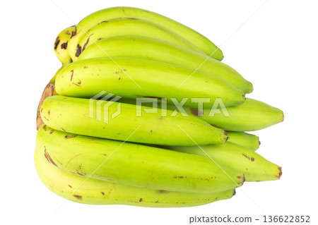 Banana green bunch isolated on white background Banana green bunch isolated on white background 136622852
