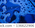 Water droplets, blue texture, abstract pattern, macro photography, wet surface Water droplets, blue texture, abstract pattern, macro photography, wet surface 136622906