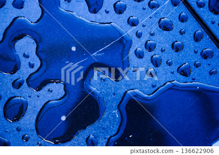 Water droplets, blue texture, abstract pattern, macro photography, wet surface Water droplets, blue texture, abstract pattern, macro photography, wet surface 136622906