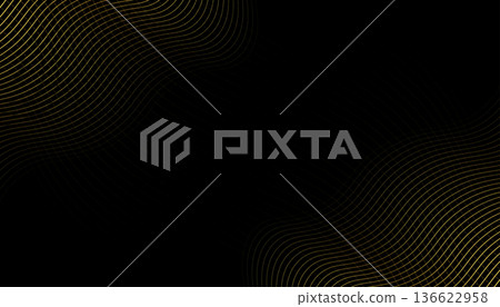 Abstract Gold Wavy Lines on Black Background Abstract Gold Wavy Lines on Black Background 136622958