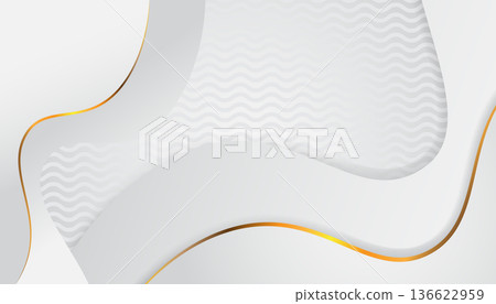 Abstract White and Gold Wavy Background 136622959