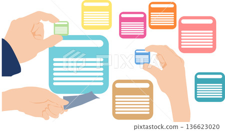 Framework illustration using post-it notes Framework illustration using post-it notes 136623020