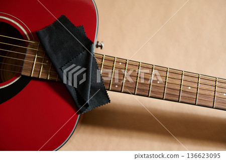 Red Acoustic Guitar Fretboard With Microfiber Cloth - Guitar String Maintenance And Repair Red Acoustic Guitar Fretboard With Microfiber Cloth - Guitar String Maintenance And Repair 136623095