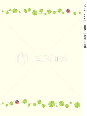 四葉草和瓢蟲的背景插圖,橫向黃色背景 四葉草和瓢蟲的背景插圖,橫向黃色背景 136623249