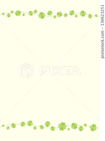 Four-leaf clover background illustration, horizontal yellow background 136623251