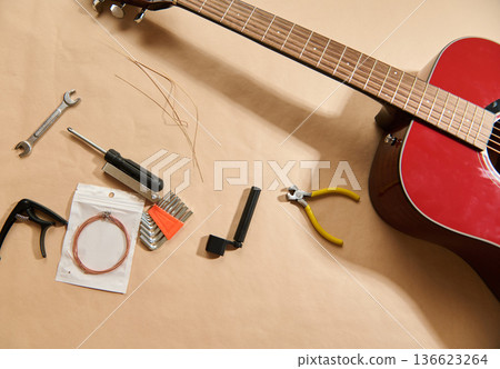 Guitar String Maintenance and Repair Tools for Acoustic Guitar Restringing and Adjustment 136623264