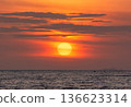 Scene of sunrise at Saphanhin public beach, Phuket, Thailand. 136623314