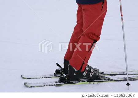 a skier on a snowy slope. High quality photo a skier on a snowy slope. High quality photo 136623367