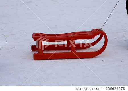 Person pulling sled. High quality photo Person pulling sled. High quality photo 136623378
