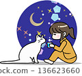 A woman spending the night with her cat 136623660