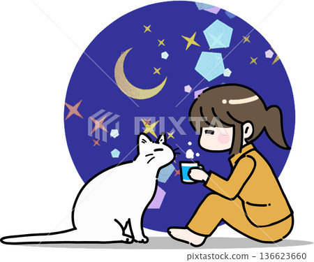 A woman spending the night with her cat A woman spending the night with her cat 136623660