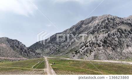 Mountain dirt road. High quality 4k footage Mountain dirt road. High quality 4k footage 136623860