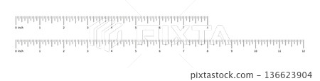 Ruler scale, measuring chart with 8 and 12 inches with numbers. Set of length measurement distance, height, math. Templates of 8inch and 12inch sewing tool. Ruler scale, measuring chart with 8 and 12 inches with numbers. Set of length measurement distance, height, math. Templates of 8inch and 12inch sewing tool. 136623904