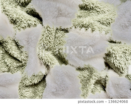 abstract lush mint green ivory plush fur texture closeup macro serene pattern soft folds ethereal mood ideal digital wallpaper banner copy space 136624068