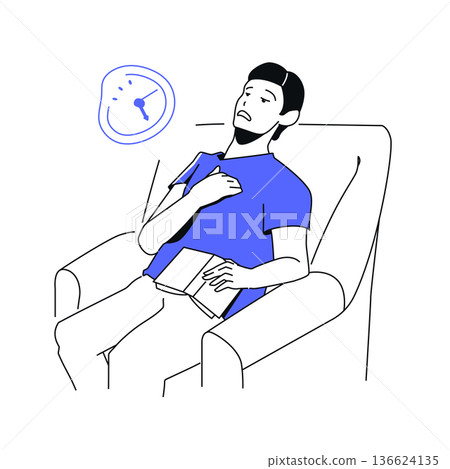 Tired Male with a Book - colorful flat design illustration Tired Male with a Book - colorful flat design illustration 136624135