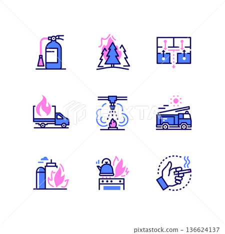 Fire safety - modern line design style icons set 136624137