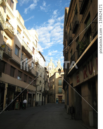The streets of the old town leading to Segovia Cathedral The streets of the old town leading to Segovia Cathedral 136624171