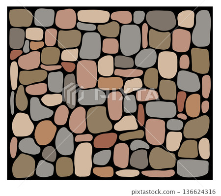 Colorful rock road, street stone texture. Vector graphic sidewalk, old gravel cobblestone Colorful rock road, street stone texture. Vector graphic sidewalk, old gravel cobblestone 136624316