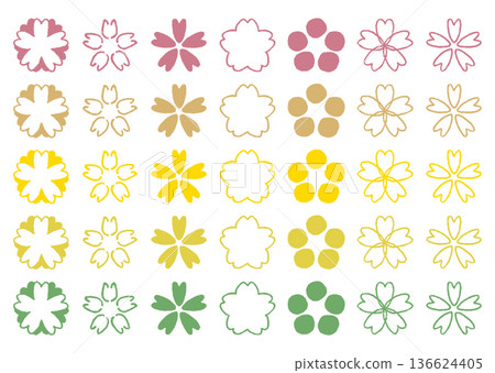 Cherry blossoms, pink, colorful, illustration, vector, hand-drawn style 136624405