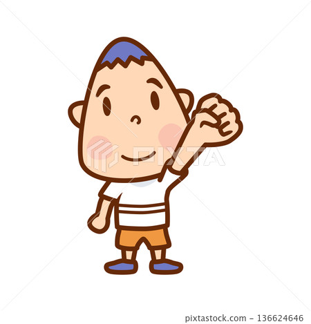 男孩玩石頭剪刀布的插圖 136624646