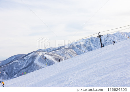 長野縣白馬村八方尾根滑雪場的雪道和景色 長野縣白馬村八方尾根滑雪場的雪道和景色 136624803