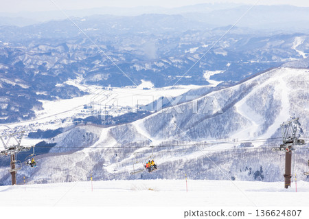 長野縣白馬村八方尾根滑雪場的雪道和景色 長野縣白馬村八方尾根滑雪場的雪道和景色 136624807