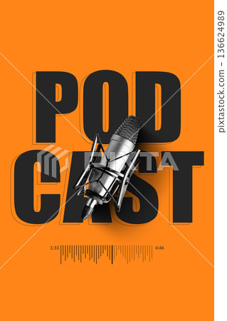 Discussion of various topics on a podcast with engaging visuals and sound elements 136624989