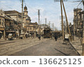 Old photo from 1907-1918, Ginza Chuo-dori, Tokyo, near Ginza 4-chome (black and white photo colorized using AI) 136625125